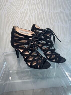 Nine West Black Strappy Lace-Up High Heels